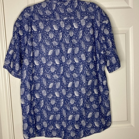 J. Hilburn Blue Tropical Print Short Sleeve Button Down - Picture 5 of 10